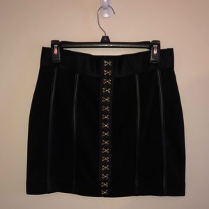 SOLD Black Express Skirt w Gold Hook Accents NTW M